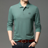 春秋季新款纯棉T恤男长袖中年男士休闲纯色打底POLO衫D6600-P65，男装T恤，电商B212（原钱塘6029）