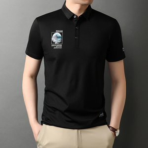 青年男士短袖t恤男免烫印花polo衫夏季休闲纯色半袖体恤D1236-P68图片