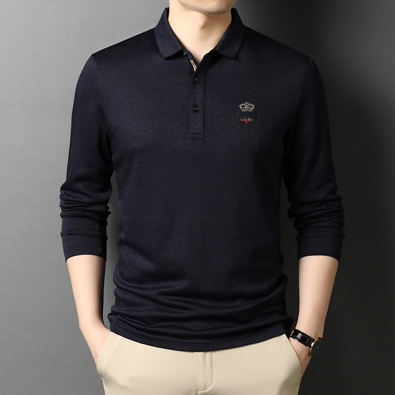 纯色长袖T恤男翻领春秋季新款男士休闲潮流打底POLO衫D8811-P75,男装T恤,电商B212（原钱塘6029）