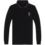 2021秋季新款POLO衫男宽松纯色纯棉刺绣徽章长袖t恤LJ8241-P70，男装T恤，电商B212（原钱塘6029）