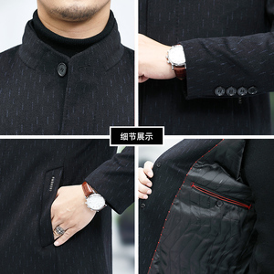 毛呢大衣男中长款夹棉冬季男士休闲立领羊毛呢冬装外套L2033-P290图片