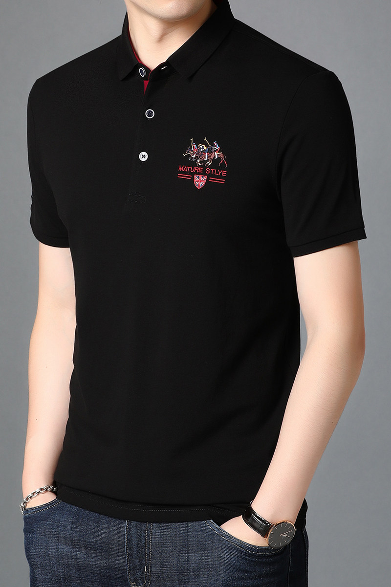 中青年男士棉质短袖T恤男翻领POLO衫夏季休闲纯色体恤衫D8290-P65,男装T恤,电商B212（原钱塘6029）