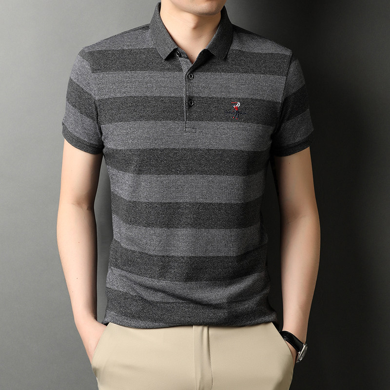 爸爸夏装短袖t恤中年人男士纯棉上衣夏季薄款polo衫QLM88172-P75,男装T恤,电商B212（原钱塘6029）