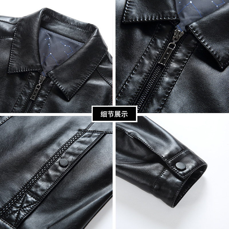 皮夹克男加绒加厚冬季中年男士休闲皮衣爸爸冬装外套PY1803-P180,男装皮衣,电商B212（原钱塘6029）