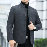 精品男装羊毛外套男秋冬季中年男士立领单排扣毛呢大衣L2023-P250，男装毛呢大衣，电商B212（原钱塘6029）