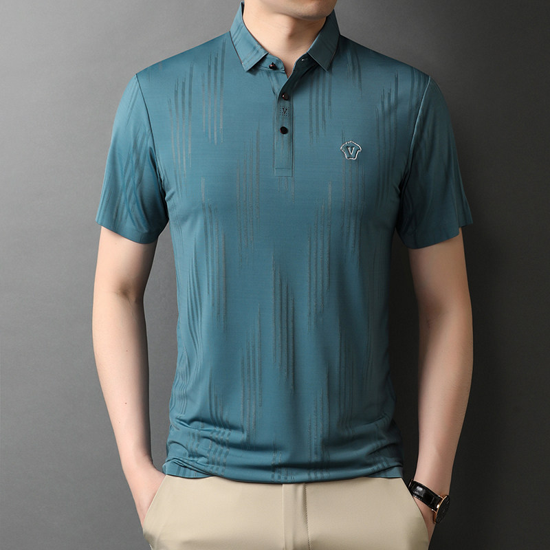 男士翻领短袖POLO衫男夏季休闲简约纯色刺绣潮流T恤QLM88128-P75,男装T恤,电商B212（原钱塘6029）