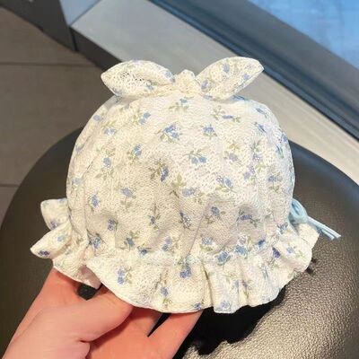 婴儿帽子女宝宝春秋薄款婴幼儿夏季公主可爱调节遮阳防晒太阳盆帽