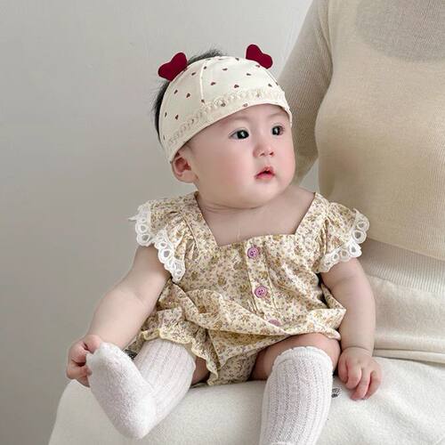 婴儿帽子夏季薄款护囱门胎帽女宝宝公主空调居家帽遮阳囟门空顶帽