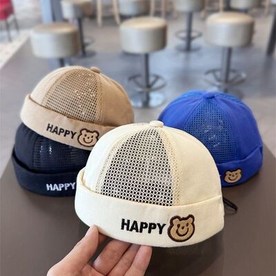 宝宝帽子夏季薄款男童瓜皮帽儿童防晒遮阳网眼透气夏天小孩地主帽