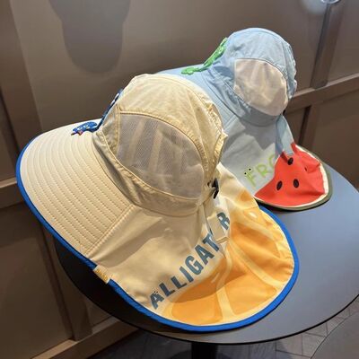 儿童夏季遮阳帽大檐女童网防晒披肩帽男宝宝沙滩渔夫帽户外太阳帽