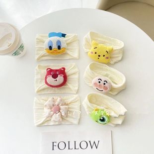 米黄色婴儿囟门帽夏季男女儿童婴幼儿宝宝小月龄发带发饰护囟门