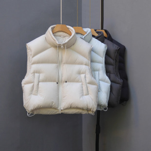 90白鸭绒羽绒马甲女短款 小个子背心坎肩 加厚宽松泡芙云朵2025新款