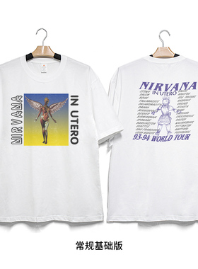 Retro47 涅槃乐队母体NIRVANA IN UTEROT恤 美式复古宽松纯棉短袖