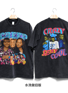 TLC CREEP CRAZY SEXY COOL 说唱vintage美式复古做旧短袖宽松T恤