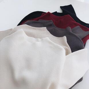 仿羊绒厚实软糯内搭针织衫女秋冬弹力修身显瘦半高领长袖打底毛衣