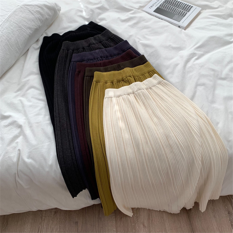 秋冬黑色针织半身裙包臀裙中长款