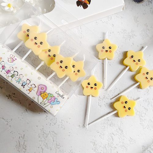韩国ins卡通生日蛋糕装饰蜡烛复古小熊小花爱心笑脸彩虹HBD插件