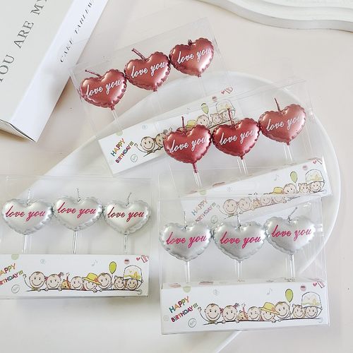 520情人节蛋糕装饰气球爱心loveyou女生蜡烛插件情侣告白生日装饰