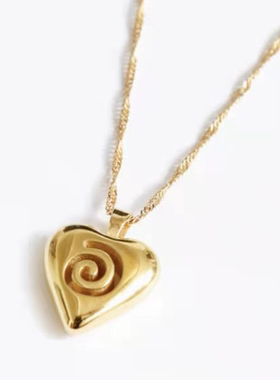 爱心漩涡项链电镀厚金