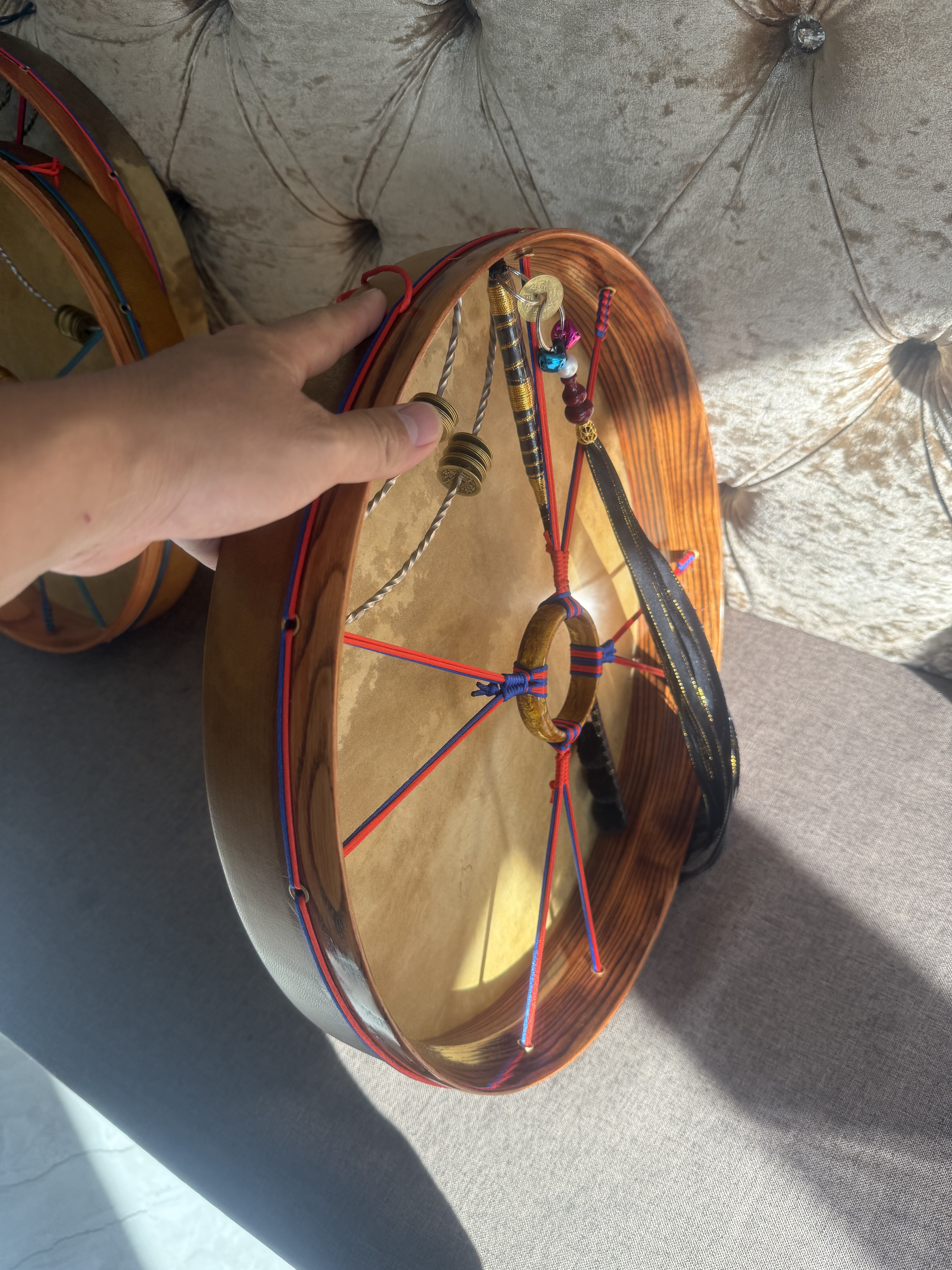 文王鼓二神鼓镇堂鼓43黄山羊皮黄玻璃鼓圈