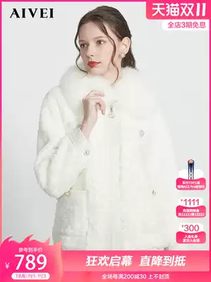 AIVEI joyful iwei winter New with fur collar multi pocket shoulder sheep sheared fur coat L0660015