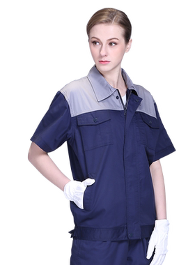 车间夏季工作服短袖套装