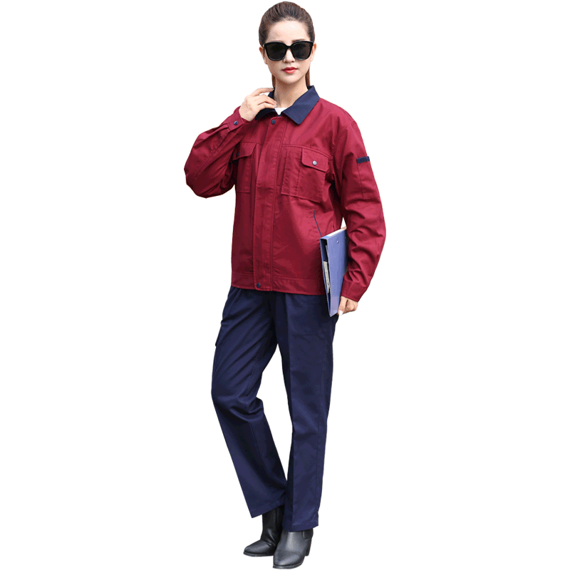 春秋長(zhǎng)袖耐磨工作服套裝男女汽修工地工廠車間勞保服工裝定制工程