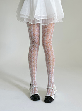 秋季欧美爆款千鸟格网袜连裤袜情趣网袜内裤提花网袜性感渔网连