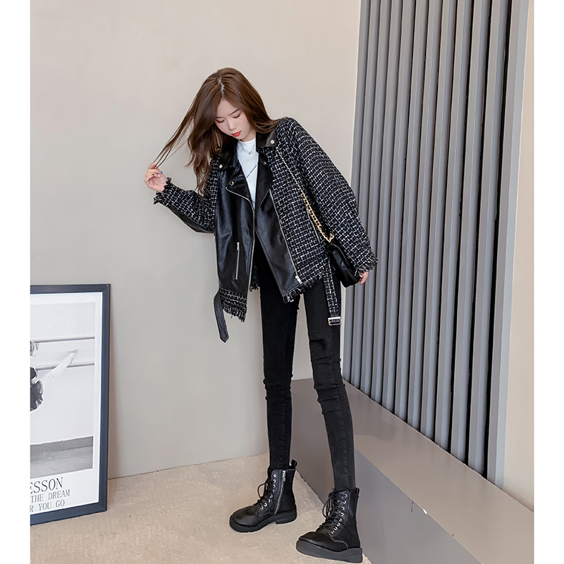 2020新款女士短外套秋冬加厚百搭皮衣小香风韩版工装机车夹克学生