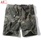时尚 AF＆LF新品 休闲潮牌 男宽松夏季 多口袋五分裤 迷彩工装 短裤