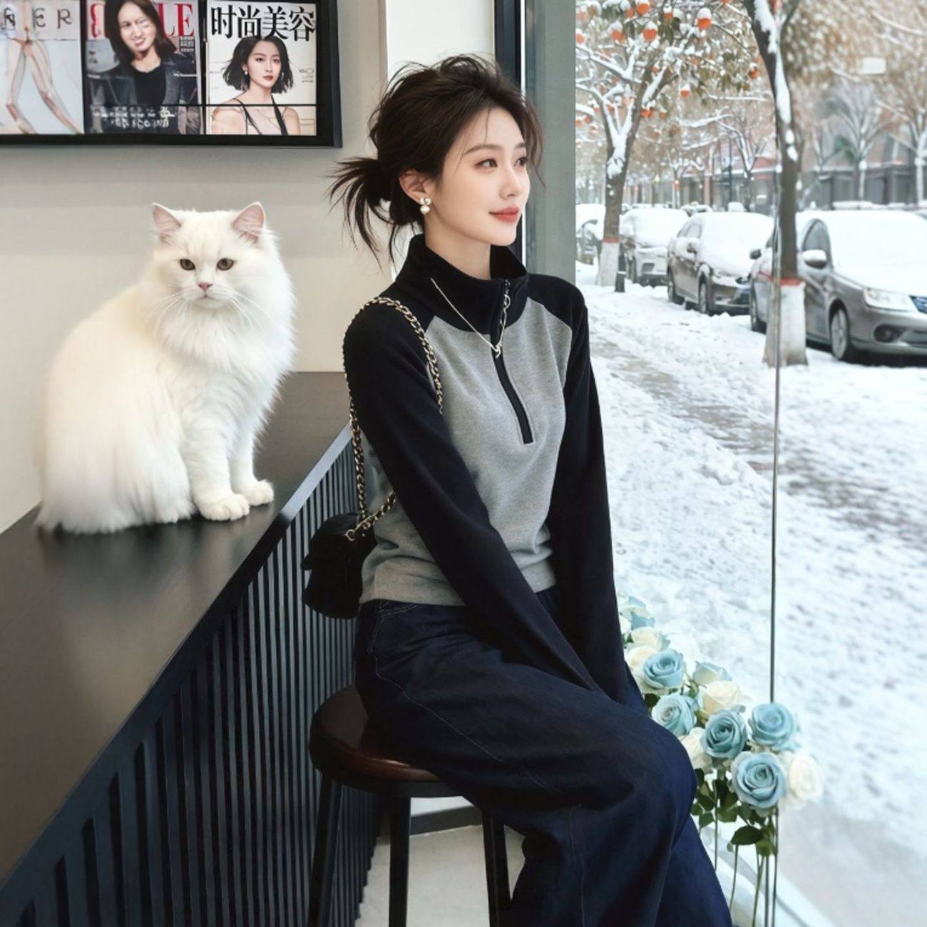 德绒大码女装秋冬季新款半高领长袖卫衣设计感小众修身显瘦上衣服,女装/女士精品,卫衣/绒衫,淘宝优惠券,粉丝福利购,淘宝优惠卷