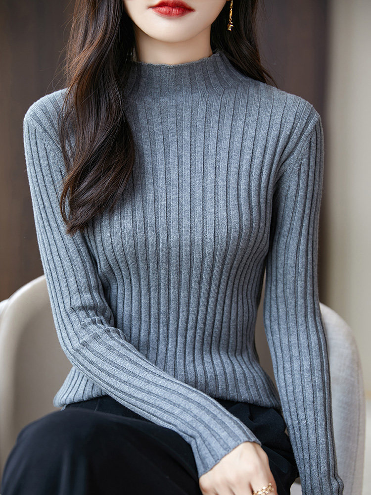 半高领针织打底衫女士春秋内搭2025新款修身显瘦气质毛衣洋气上衣
