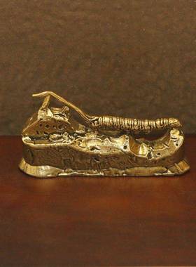 黄铜复古冬虫夏草模型摆件工艺品做旧铜器铜摆件摆摊小商品