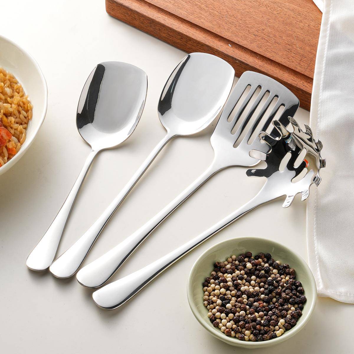 304不锈钢小漏铲粉扒意面捞餐厅分餐铲勺酒店用品公用勺铲煎蛋铲