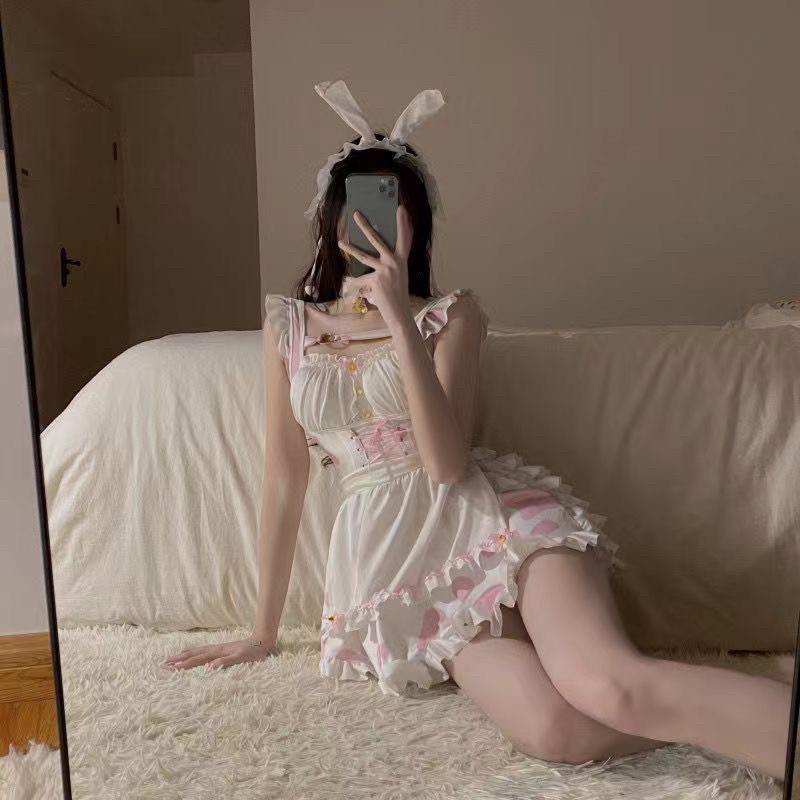 新款情趣睡裙内衣制服扮演性感诱惑粉色奶牛兔女郎睡衣胸垫包邮