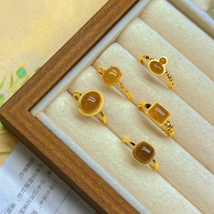 美拉德色系 | 天然和田玉糖料戒指银镶合集