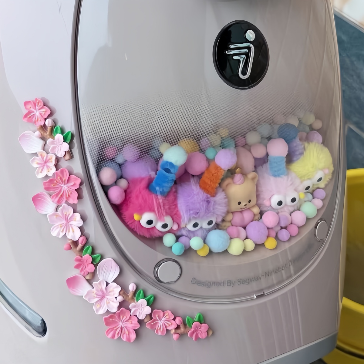 适用25款九号QziMix仿真立体桃花