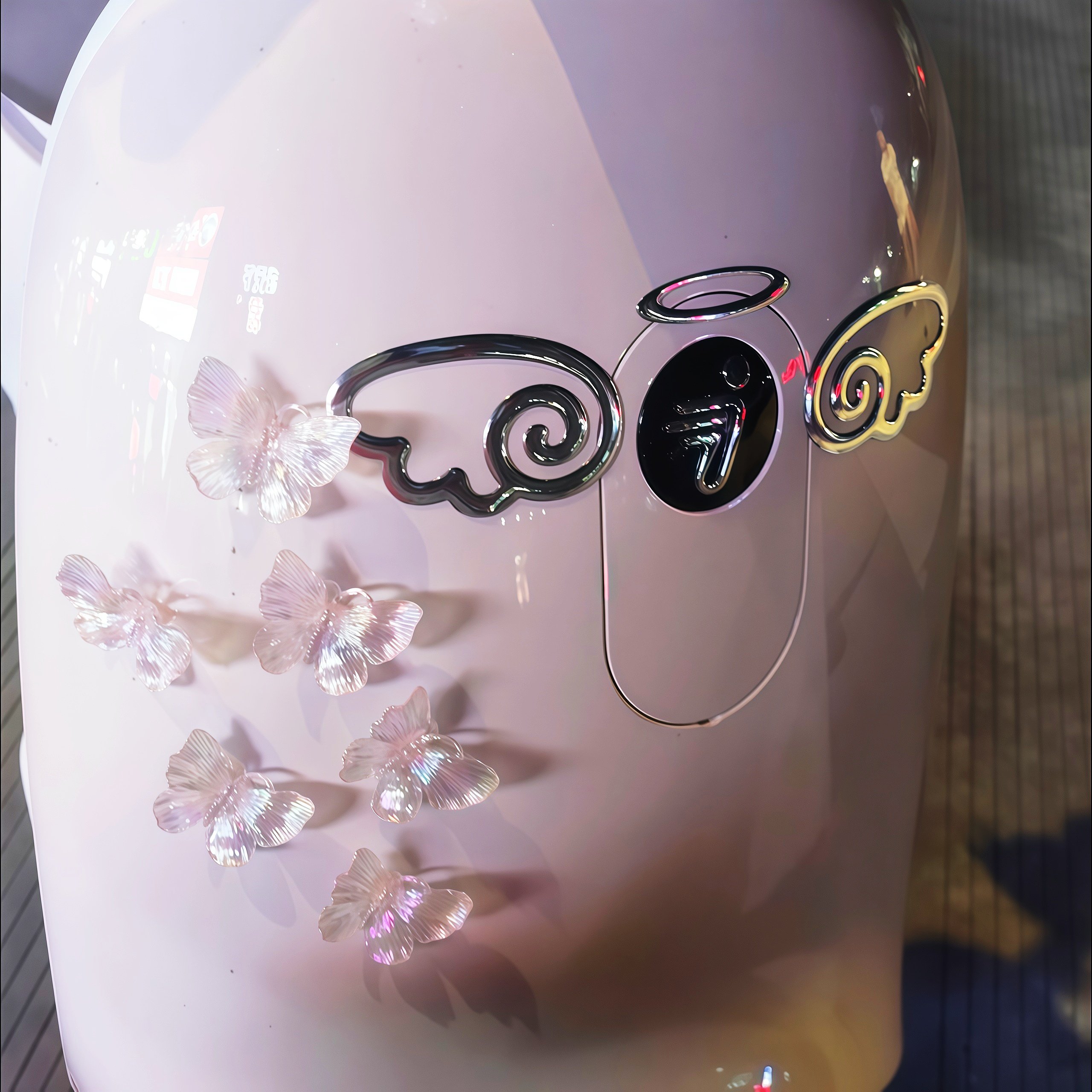 适用九号软胶天使翅膀蝴蝶仿真桃花电动车身改装饰配件遮盖划痕贴