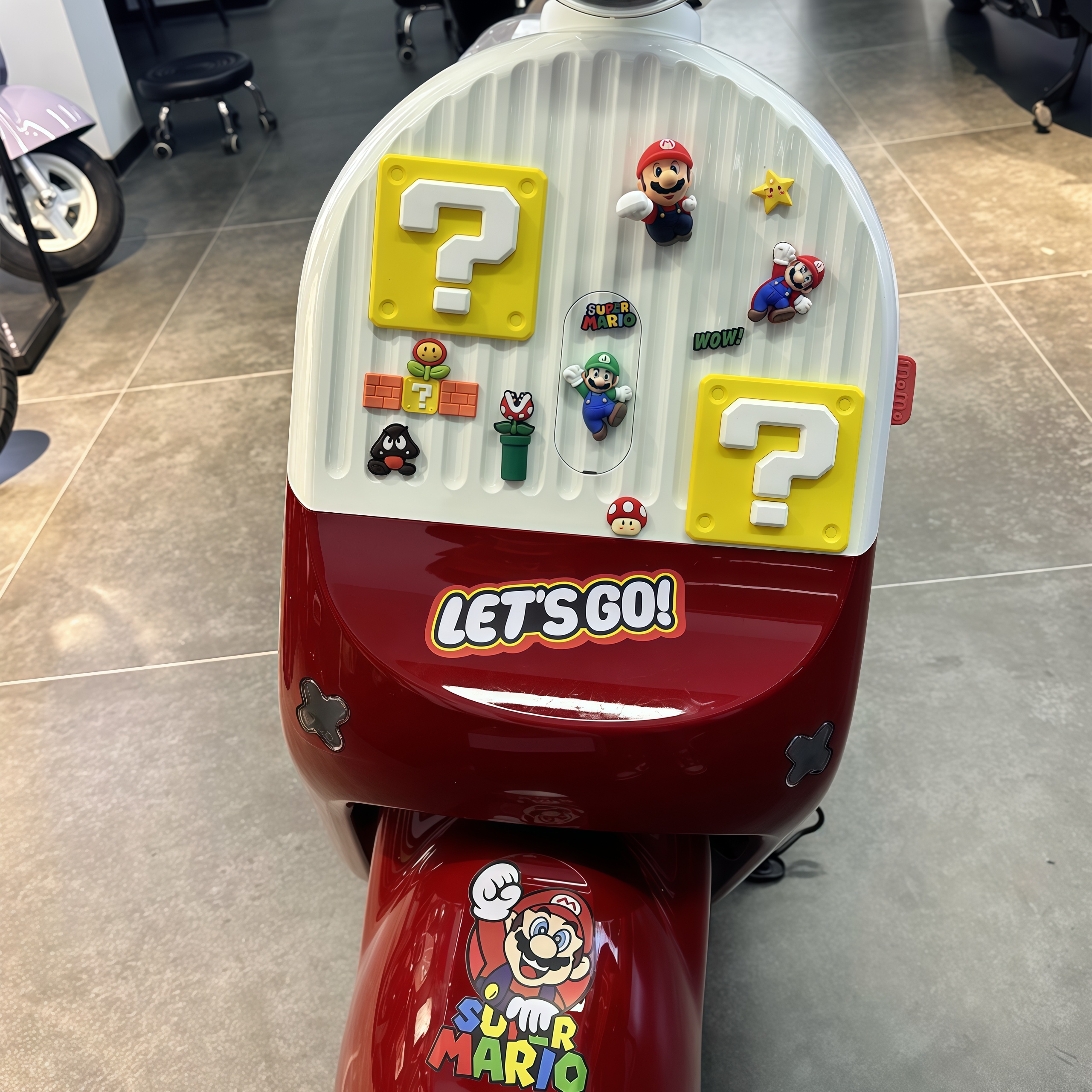 适用于极核MO1/MO1i电动车马里奥丝圈脚踏垫车身超级玛丽装饰贴纸