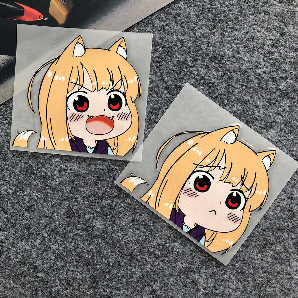 日系 二次元可爱萌妹jdm赫萝卡通防水车窗贴笔记本电脑机箱车贴纸