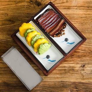 创意荷叶饼夹梅菜扣肉餐具模具长条方形饭店专用盘子酒店特色菜盘