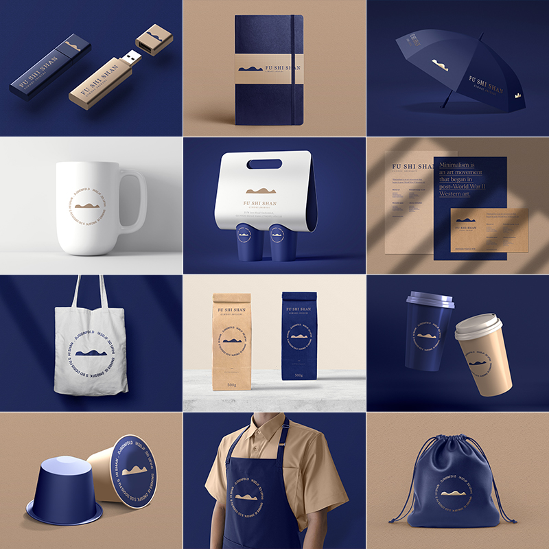 整套咖啡奶茶饮品店样机高端品牌VI提案效果图贴图展示PS素材模板