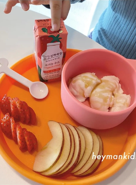 heymankids｜韩国beemymagic圆形硅胶托盘儿童早餐盘面包盘网架