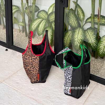 heymankids｜韩国beemymagic可折叠收纳双面购物袋豹纹托特包超市