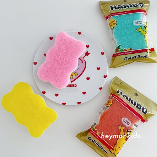 heymankids｜韩国haribo小熊软糖彩色厨房洗碗海绵擦日用百洁布