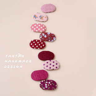 韩版布艺椭圆波点宝宝不伤发bb夹甜美碎花夹子发饰儿童刘海发夹