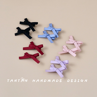 女童布艺芭蕾风缎带蝴蝶结形儿童刘海发夹子宝宝不伤发公主头发饰