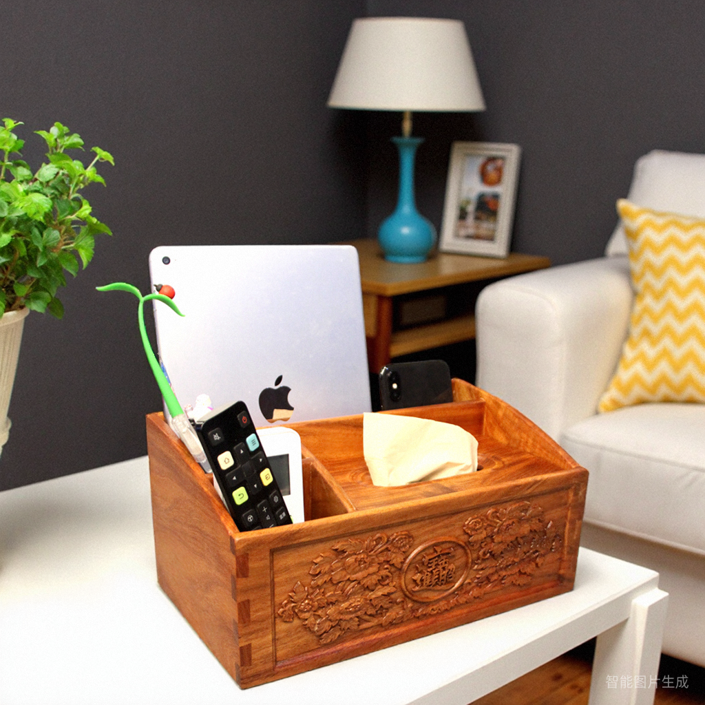 缅甸花梨木纸巾盒客厅高档轻奢风家用中式抽纸盒茶几收纳盒餐巾纸 - 封面