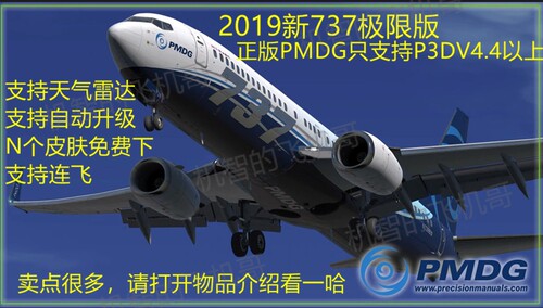 飞机哥pmdg正版插件737ngxu极限版拟真737飞行只支持P3D
