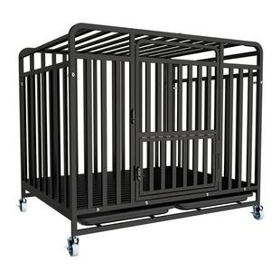 黑色烤漆镀锌铁方管工作犬狗笼 带天窗大中型犬可折叠便携运输笼